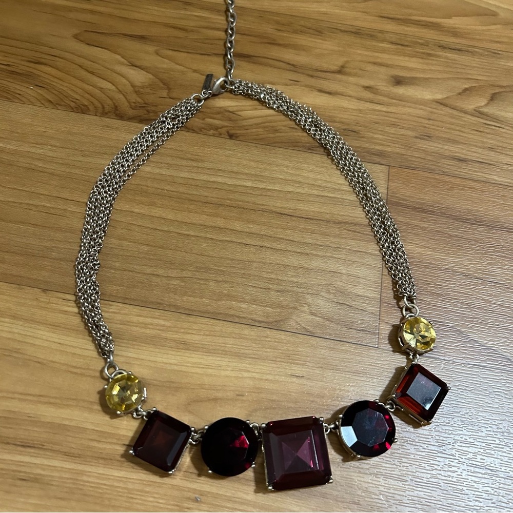 Chunky Multicolored Rhinestone Necklace - Picture 1 of 4